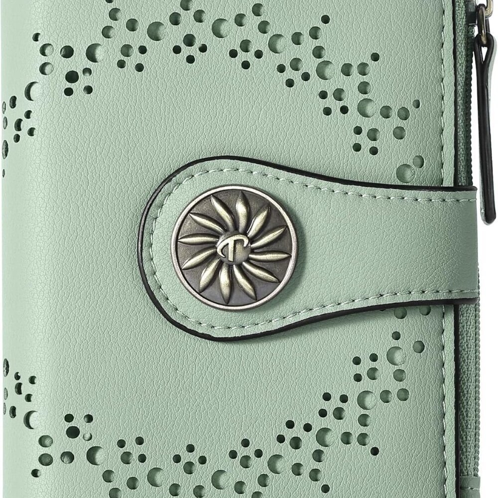 Leather Wallet Women Small RFID Bifold Card Holder with Zipper Coin Pocket